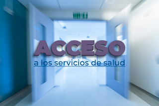 En la parte central de la imagen se muestra el texto: "Acceso a los servicios en salud".