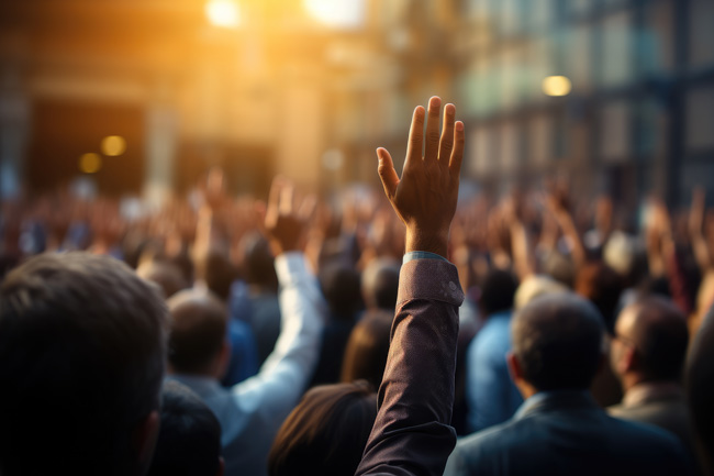 Persona levantando la mano